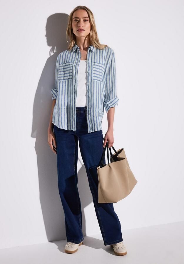 STREET ONE Blouse met lange mouwen in strepen design en als puur linnen - Foto 2