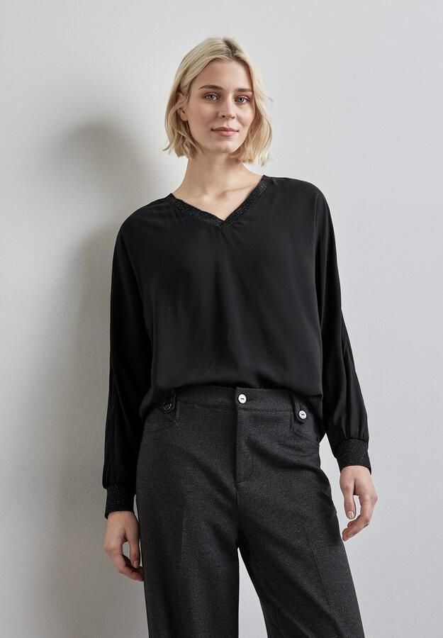 STREET ONE Blouse met lange mouwen van 100% viscose met glitterdetails - Foto 6