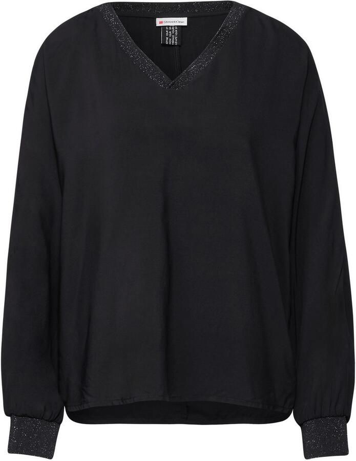 STREET ONE Blouse met lange mouwen van 100% viscose met glitterdetails