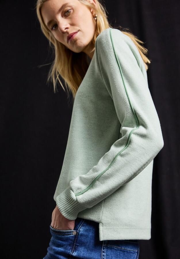STREET ONE Gebreide trui LTD QR cosy Shirt met lange mouwen en tapedetails - Foto 4