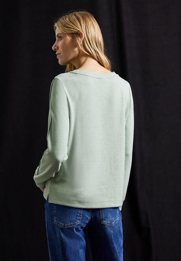 STREET ONE Gebreide trui LTD QR cosy Shirt met lange mouwen en tapedetails - Foto 5