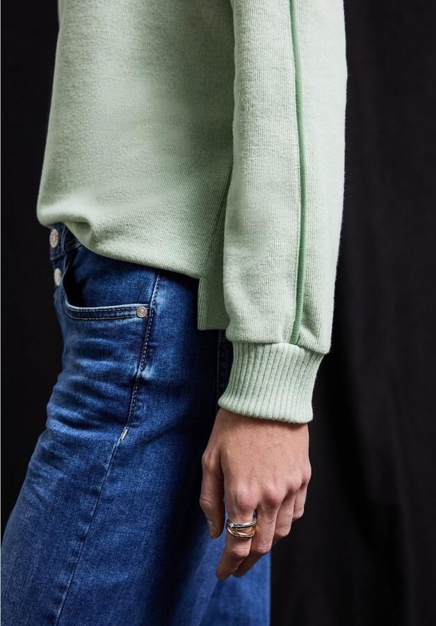 STREET ONE Gebreide trui LTD QR cosy Shirt met lange mouwen en tapedetails - Foto 2