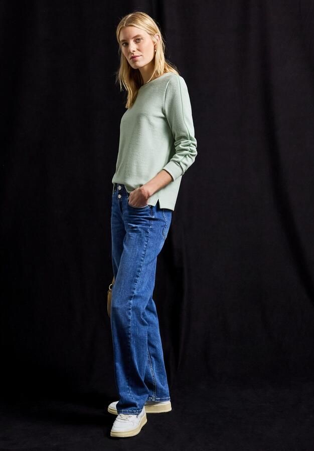 STREET ONE Gebreide trui LTD QR cosy Shirt met lange mouwen en tapedetails - Foto 6