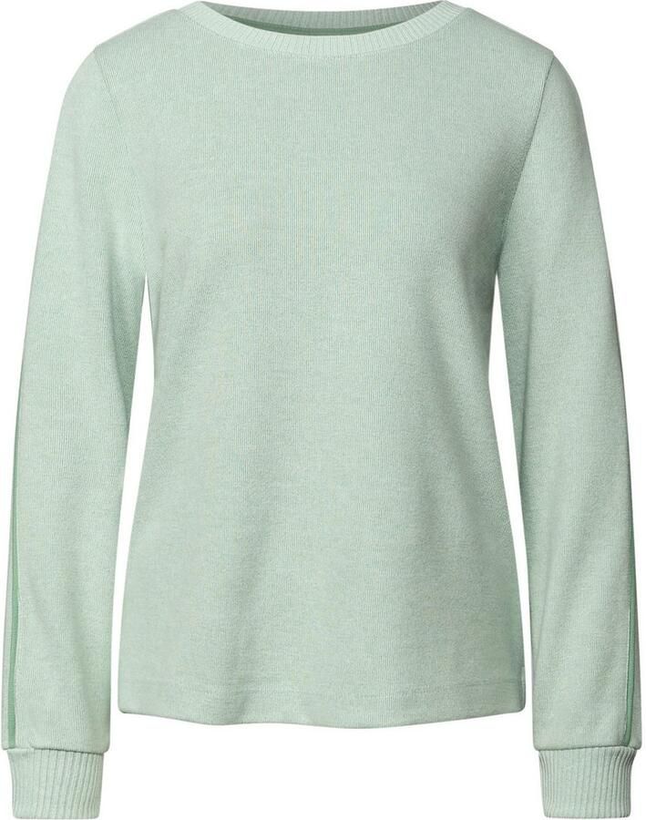 STREET ONE Gebreide trui LTD QR cosy Shirt met lange mouwen en tapedetails