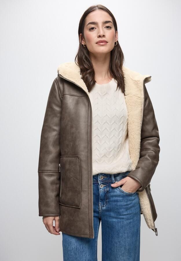 STREET ONE Imitatieleren jack in lederlook en met fake fur details - Foto 7