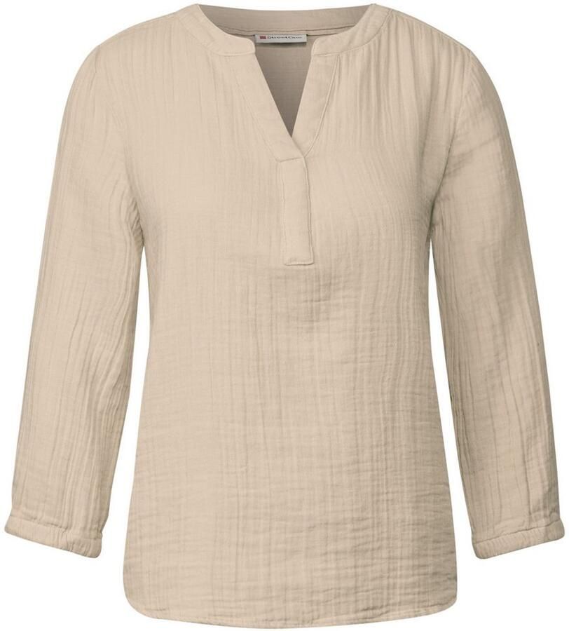 STREET ONE Overhemdblouse 3 4-mouw in mousseline-look