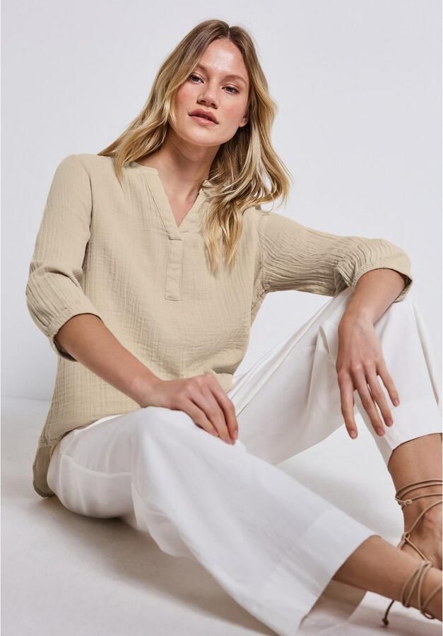 STREET ONE Overhemdblouse 3 4-mouw in mousseline-look - Foto 4