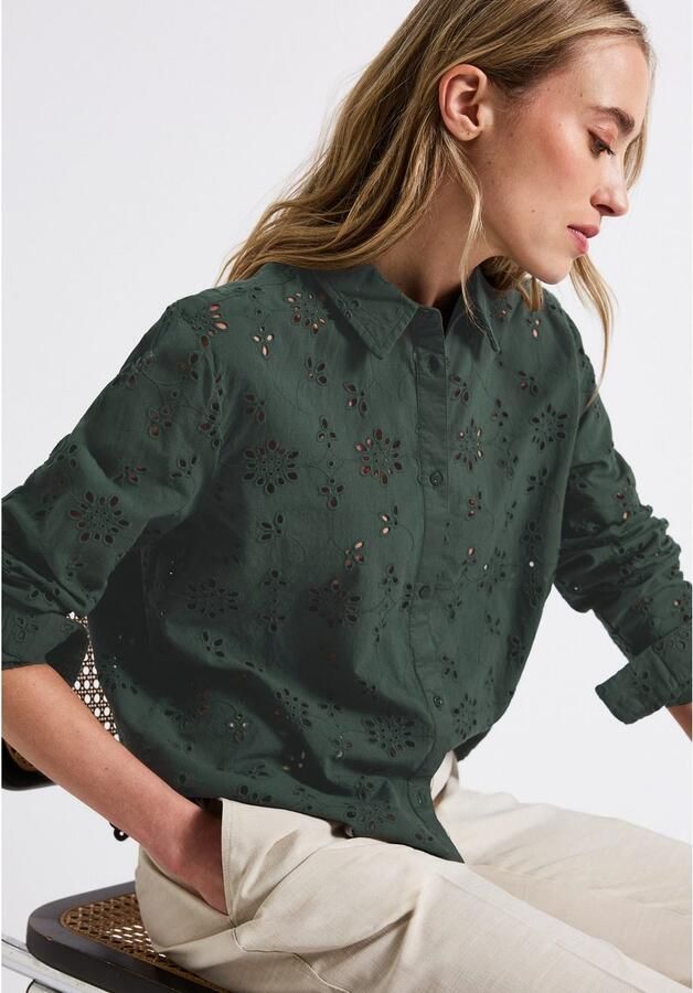 STREET ONE Overhemdblouse met broderie anglaise