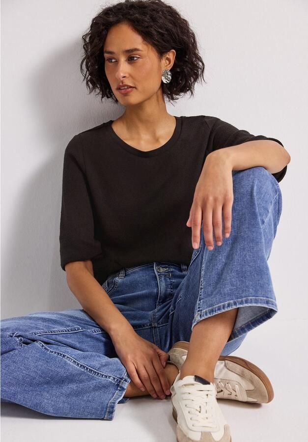 STREET ONE Shirt met 3 4 mouwen in tricot-look kwaliteit - Foto 3