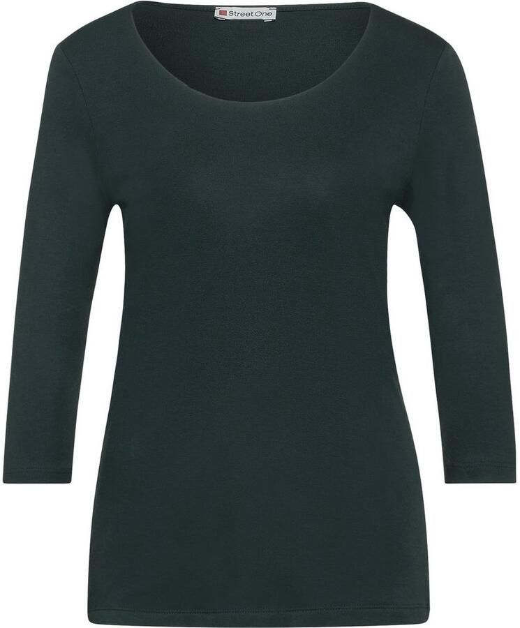 STREET ONE Shirt met 3 4 mouwen Style Pania in basic-stijl met ronde hals