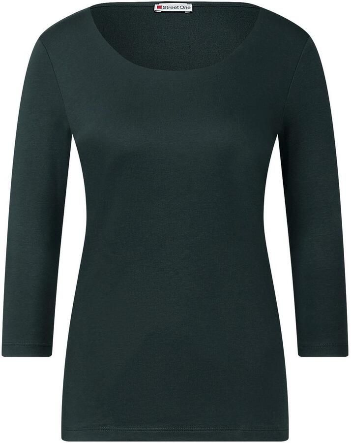 STREET ONE Shirt met 3 4 mouwen Style Pania in basic-stijl met ronde hals