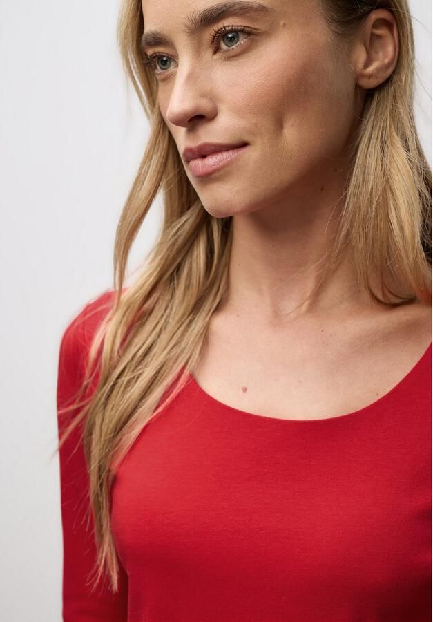 STREET ONE Shirt met 3 4 mouwen Style Pania in basic-stijl met ronde hals