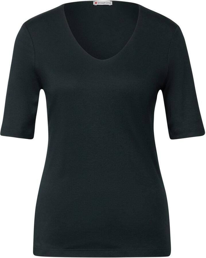 STREET ONE Shirt met korte mouwen Style Palmira met diepe ronde hals