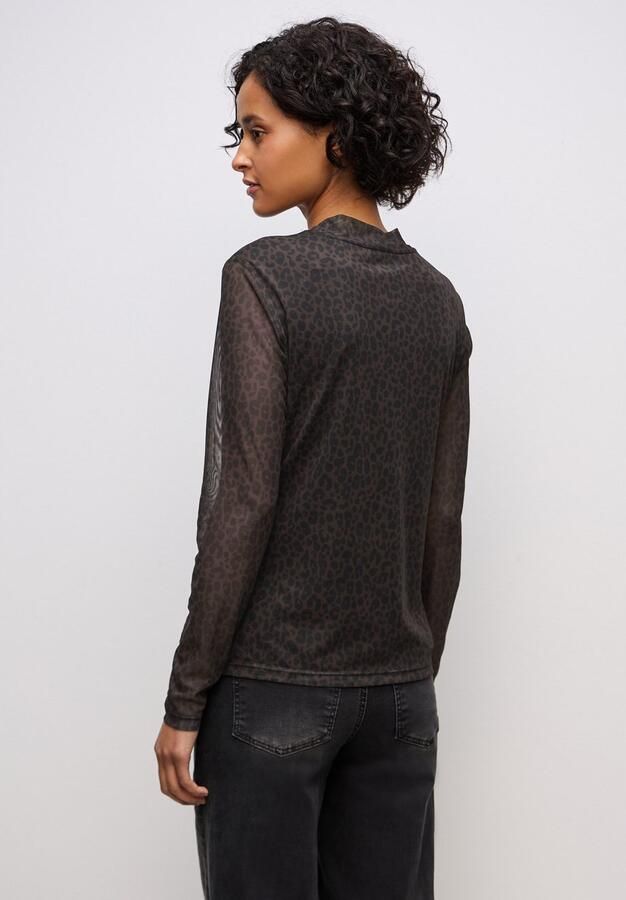 STREET ONE Shirt met lange mouwen in transparante mesh-kwaliteit en leo-patroon - Foto 4