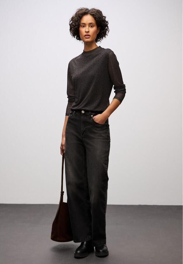 STREET ONE Shirt met lange mouwen in transparante mesh-kwaliteit en leo-patroon - Foto 2