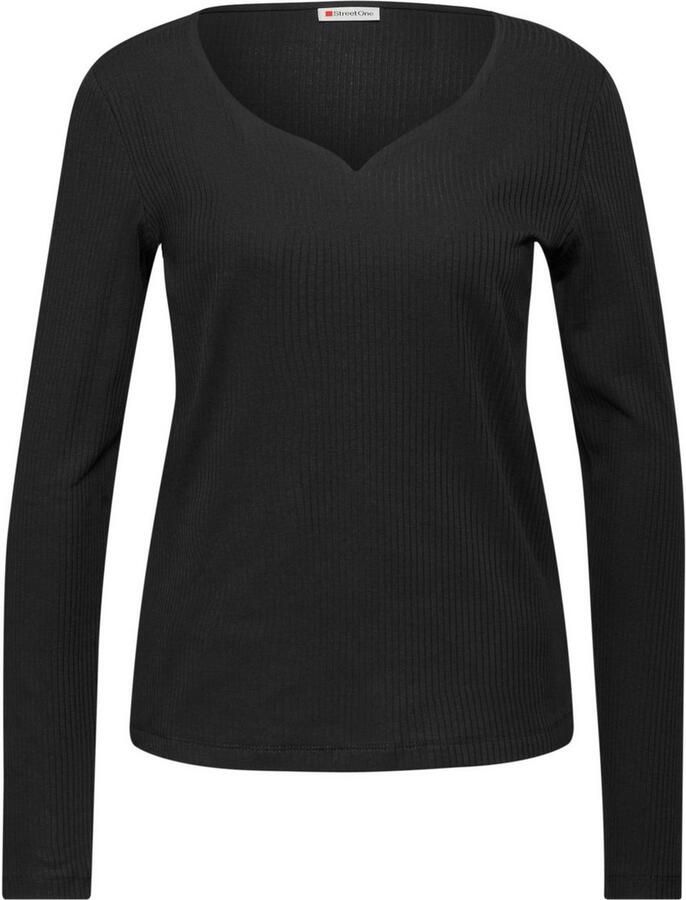STREET ONE Shirt met lange mouwen met hartvormige halslijn