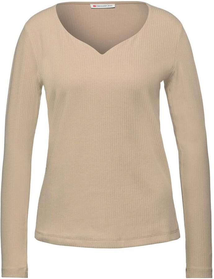 STREET ONE Shirt met lange mouwen met hartvormige halslijn