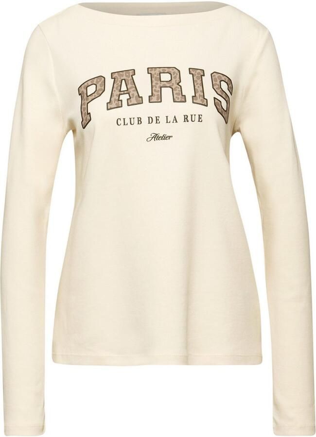 STREET ONE Shirt met lange mouwen met print wording print in leo-look