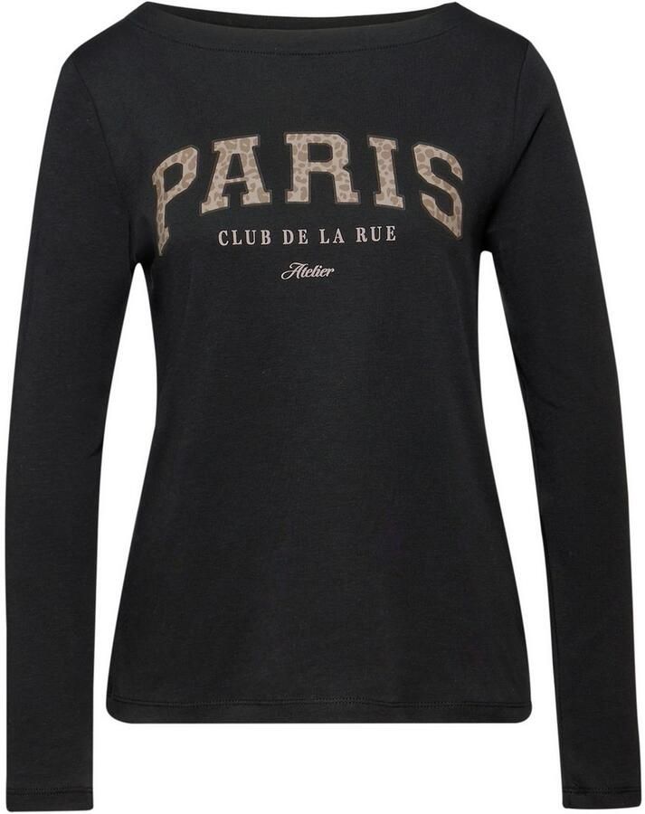 STREET ONE Shirt met lange mouwen met print wording print in leo-look