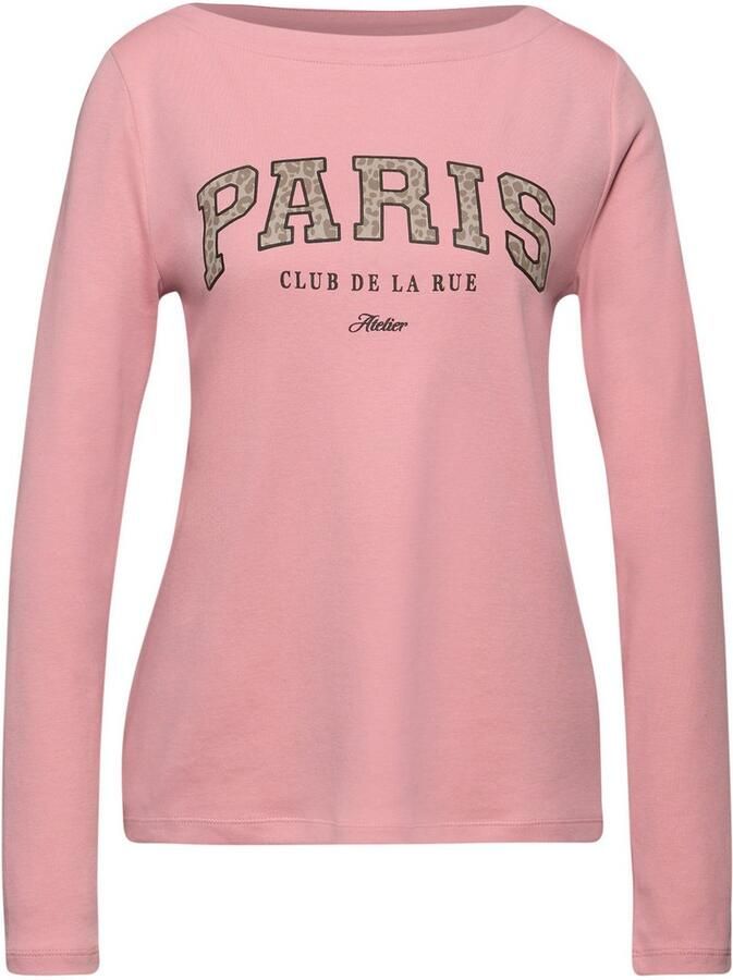 STREET ONE Shirt met lange mouwen met print wording print in leo-look