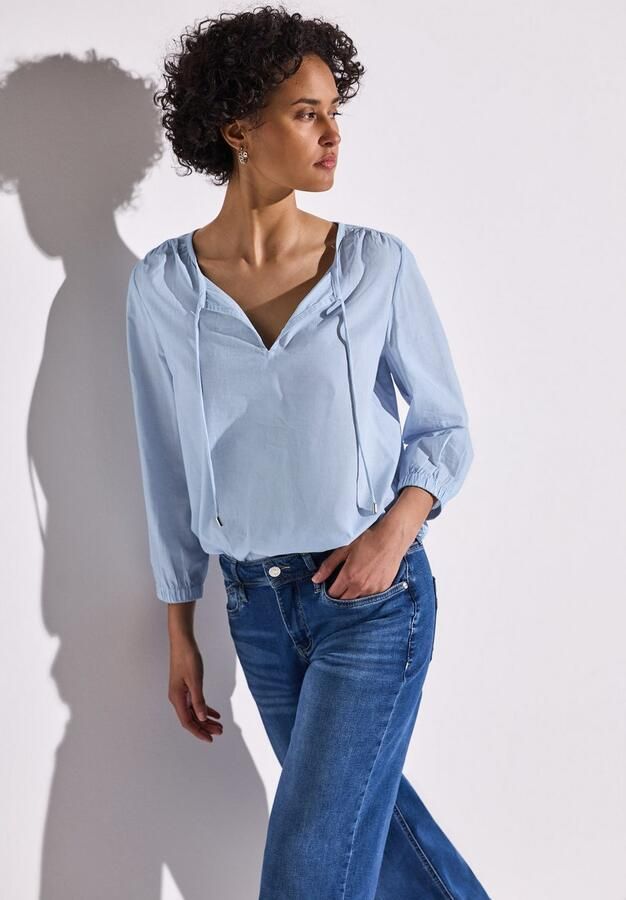 STREET ONE Shirtblouse met gesplitste halslijn met koorden - Foto 4