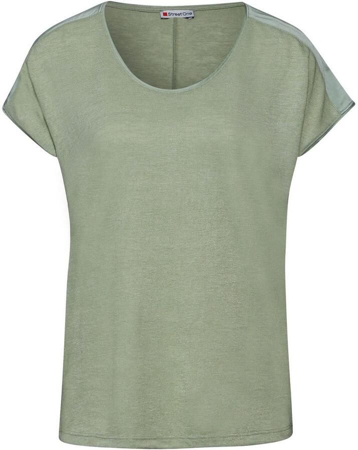 STREET ONE Shirttop met linnen melange-look