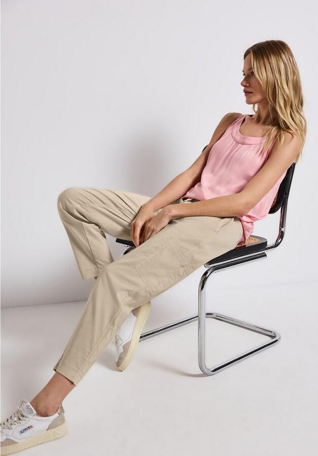 STREET ONE Stoffen broek Style Bonny Zomerbroek met elastische tailleband met trekkoord