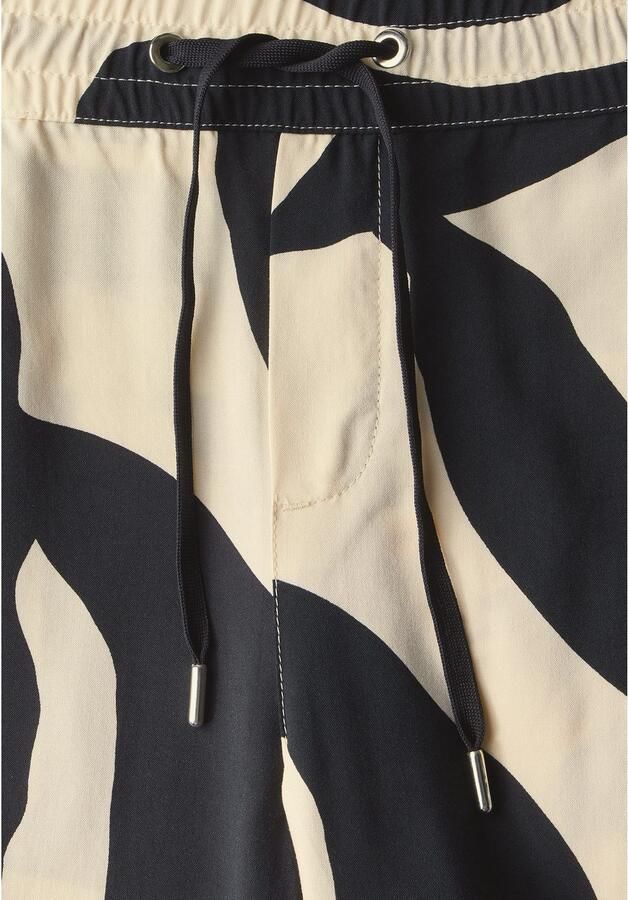 STREET ONE Stoffen broek Style Emee Zomerbroek met elastische tailleband en trekkoord met grafisch patroon