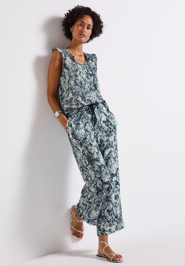 STREET ONE Stoffen broek Style Emee Zomerbroek met elastische tailleband en trekkoord met grafisch patroon