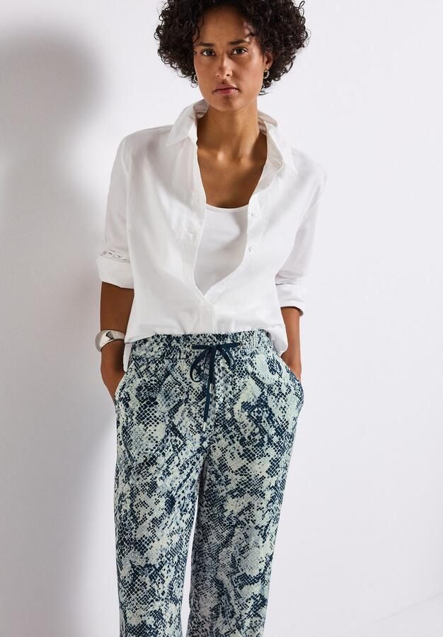 STREET ONE Stoffen broek Style Emee Zomerbroek met elastische tailleband en trekkoord met grafisch patroon - Foto 3