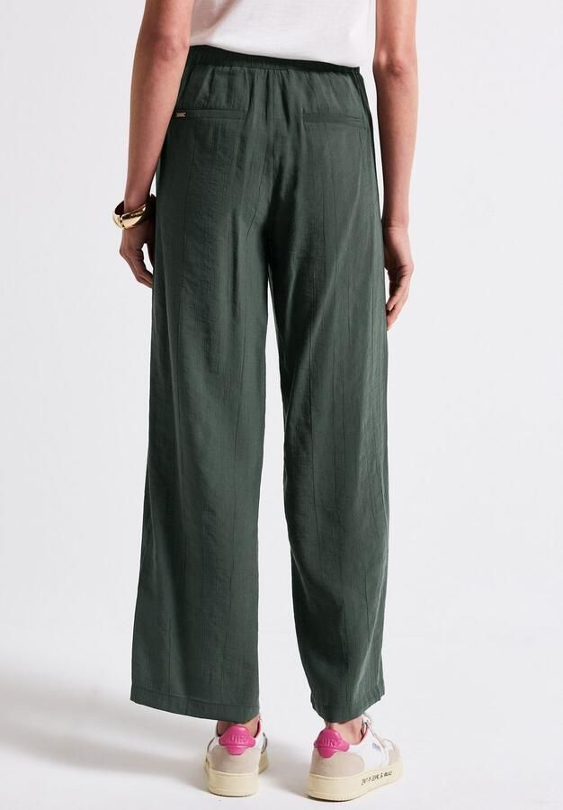 STREET ONE Stoffen broek Zomerbroek met crinkle-structuur wijde pijpen - Foto 7