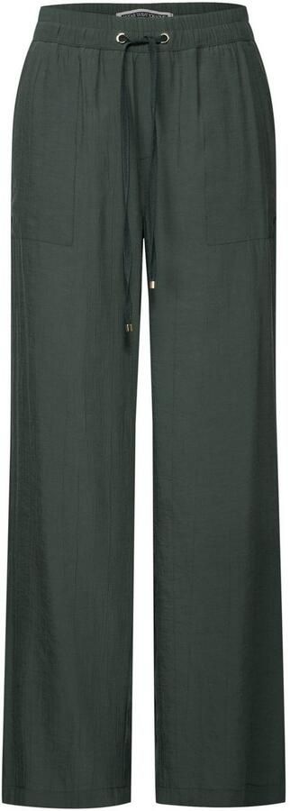 STREET ONE Stoffen broek Zomerbroek met crinkle-structuur wijde pijpen - Foto 6