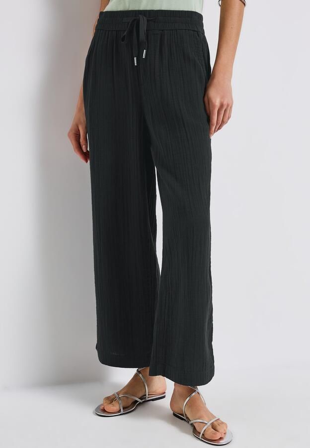 STREET ONE Stoffen broek Zomerbroek met elastische tailleband en trekkoord in mousseline-look - Foto 5