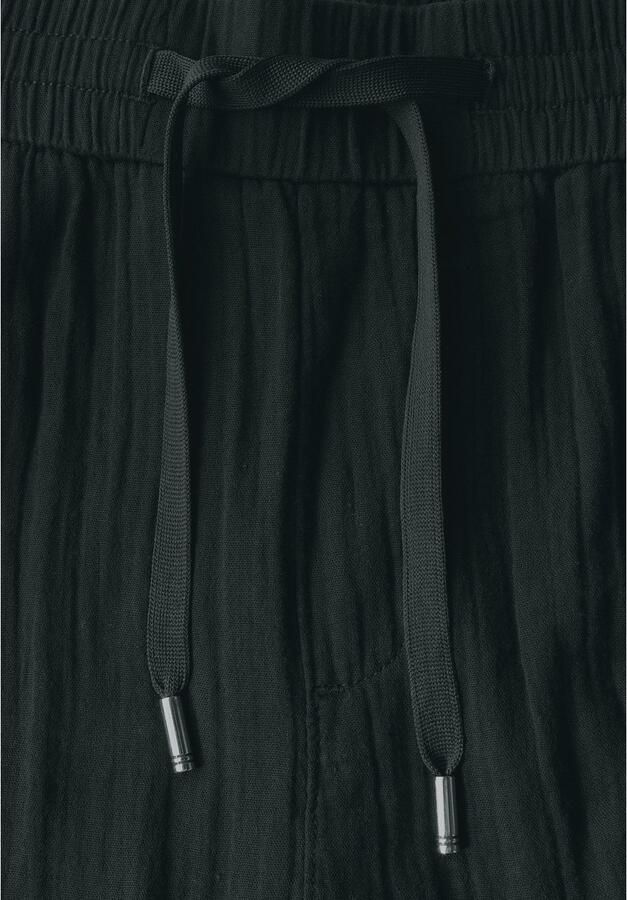 STREET ONE Stoffen broek Zomerbroek met elastische tailleband en trekkoord in mousseline-look