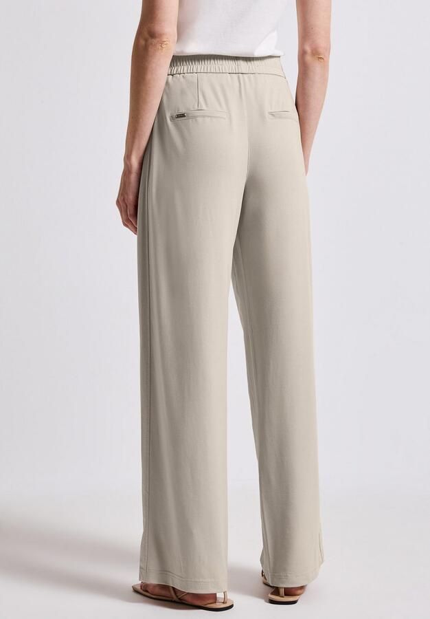 STREET ONE Stoffen broek Zomerbroek met glinsterend gespdetail en wijde pijpen - Foto 4