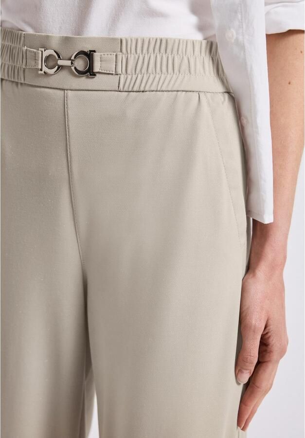 STREET ONE Stoffen broek Zomerbroek met glinsterend gespdetail en wijde pijpen