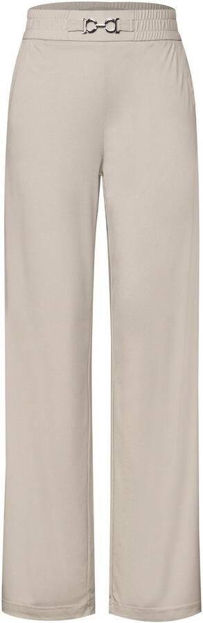 STREET ONE Stoffen broek Zomerbroek met glinsterend gespdetail en wijde pijpen - Foto 6