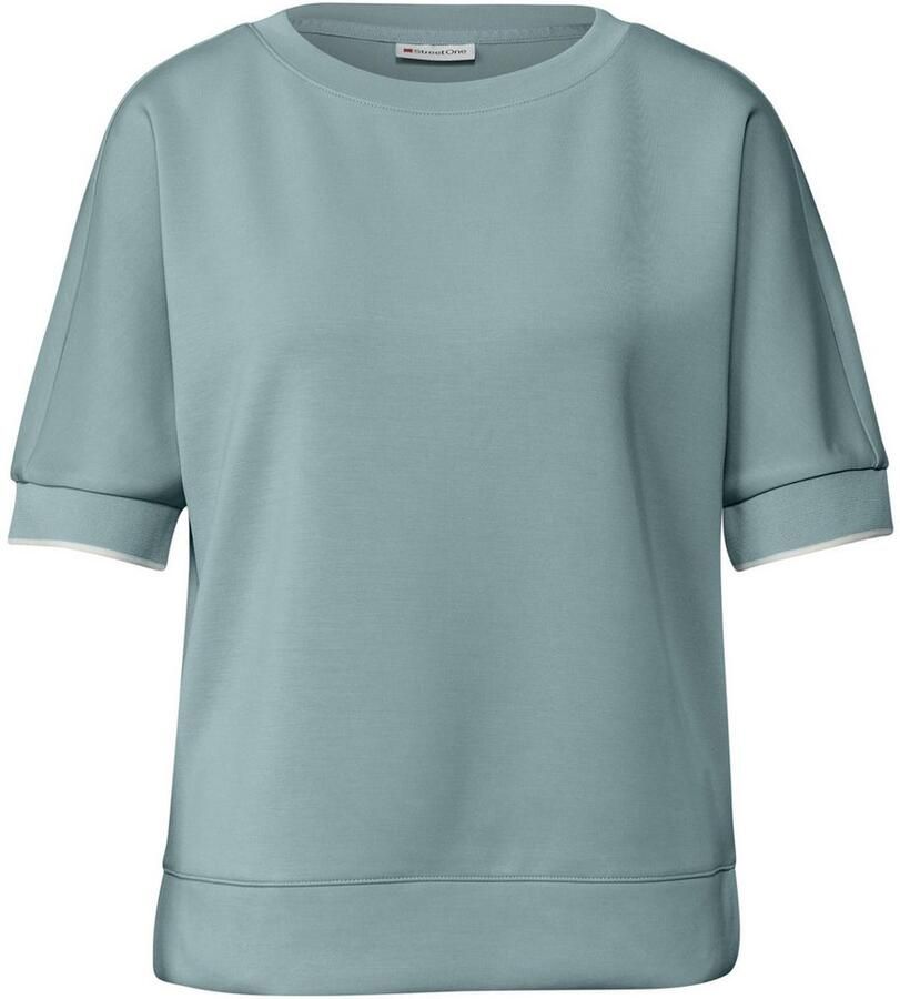 STREET ONE T-shirt in silk-look met ronde hals halve mouw