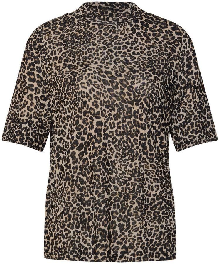 STREET ONE T-shirt met dierenprint en in linnenlook