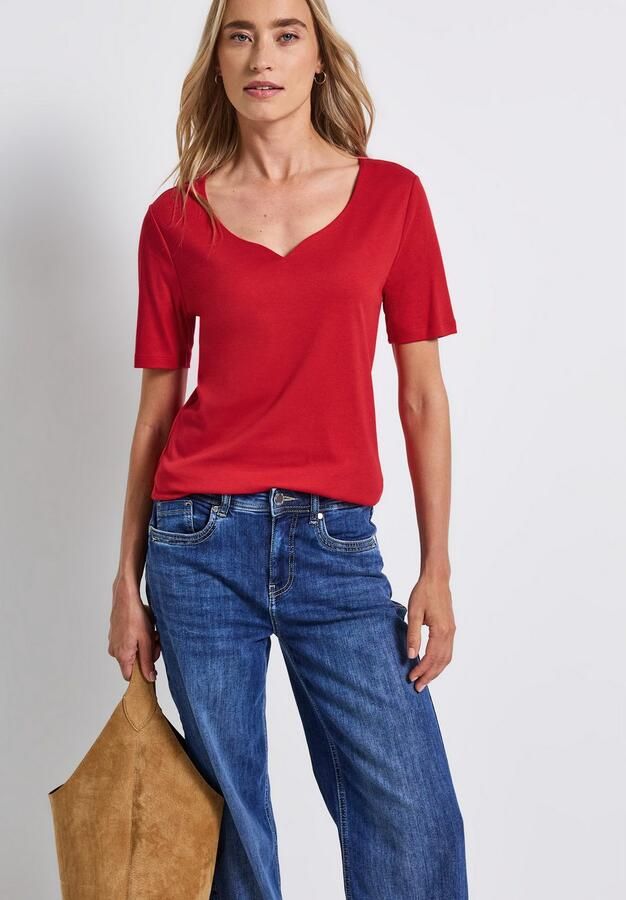 STREET ONE T-shirt met hartuitsnijding zomershirt