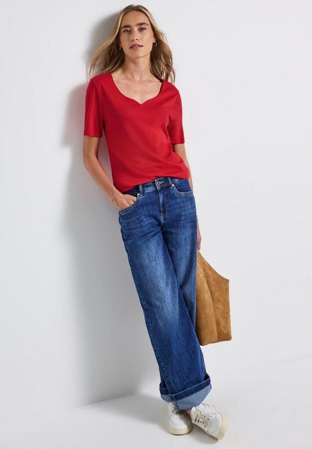 STREET ONE T-shirt met hartuitsnijding zomershirt - Foto 2