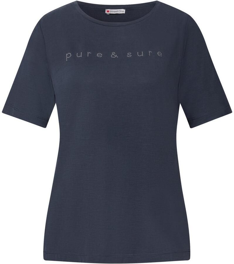 STREET ONE T-shirt met opschrift en sierstenen