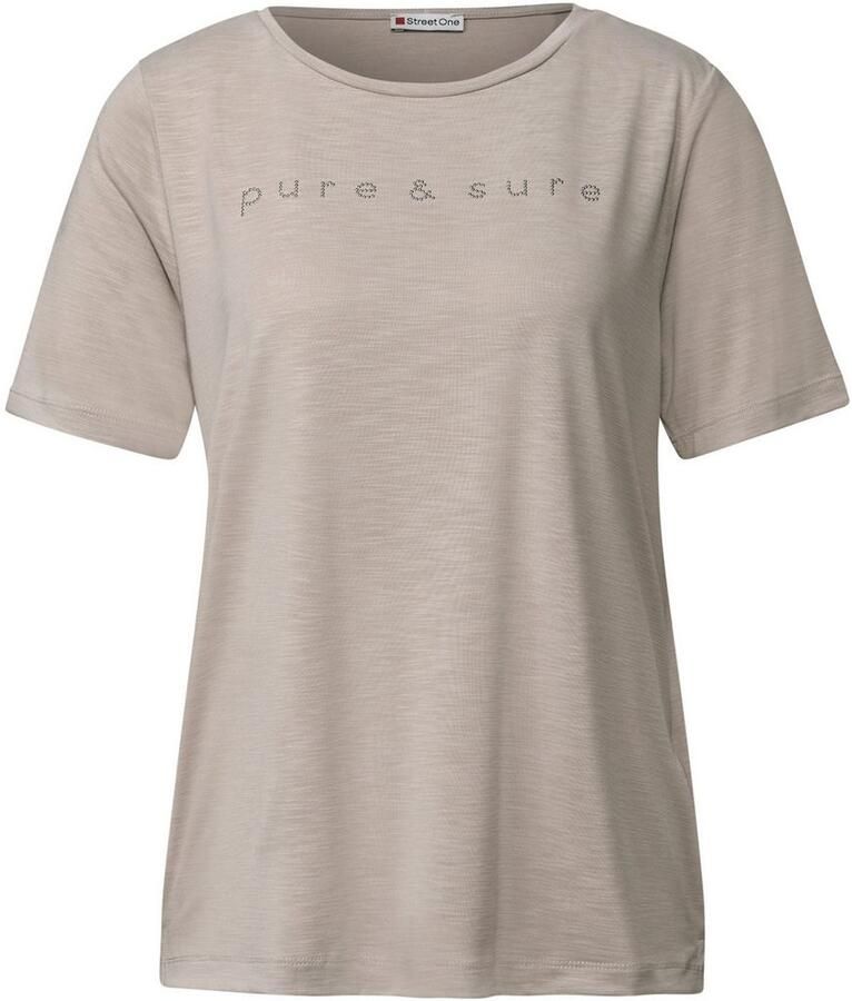 STREET ONE T-shirt met opschrift en sierstenen