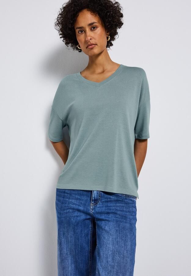 STREET ONE T-shirt met v-hals en in tricot-look - Foto 7