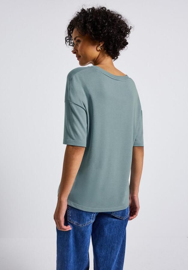 STREET ONE T-shirt met v-hals en in tricot-look - Foto 4