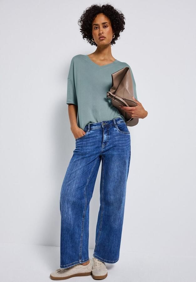 STREET ONE T-shirt met v-hals en in tricot-look - Foto 6