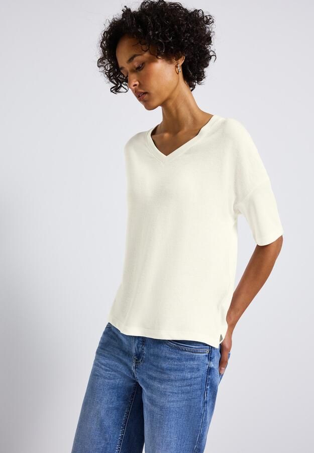 STREET ONE T-shirt met v-hals en in tricot-look - Foto 6