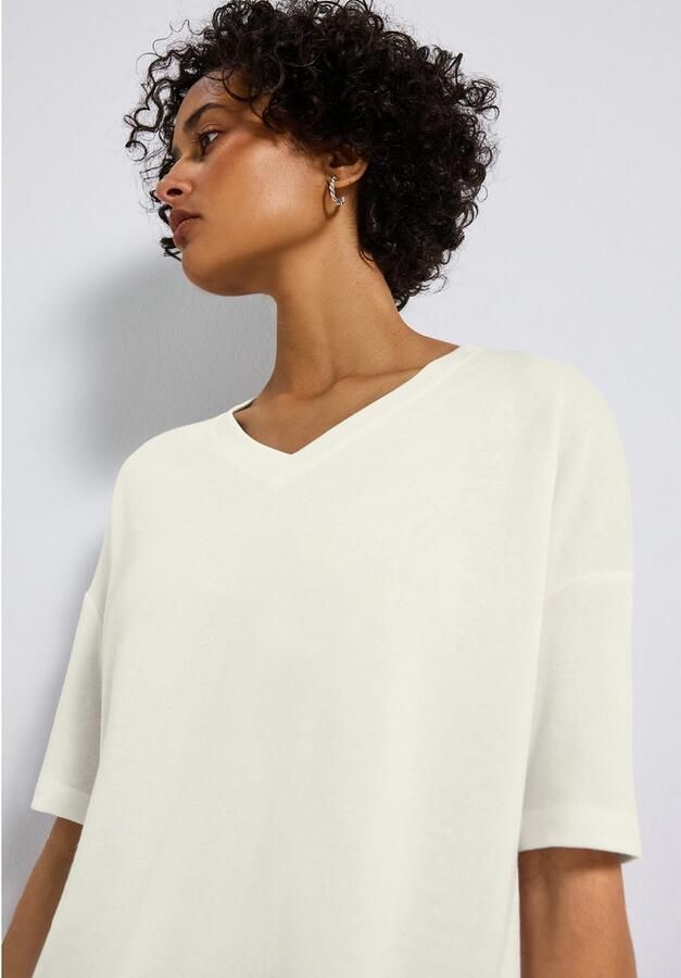 STREET ONE T-shirt met v-hals en in tricot-look - Foto 2