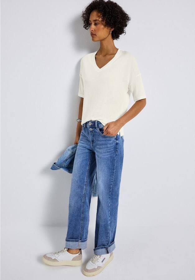 STREET ONE T-shirt met v-hals en in tricot-look - Foto 3