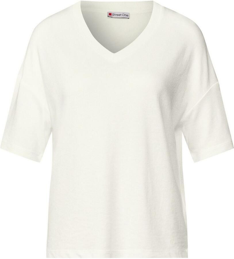 STREET ONE T-shirt met v-hals en in tricot-look - Foto 1